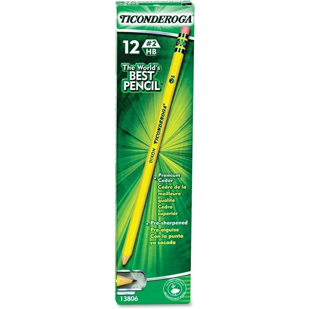 Ticonderoga #2 HB Wood-Cased Pencils Pre-Sharpened‎ Dozen